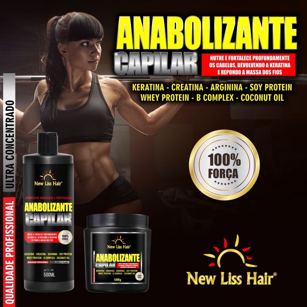 Kit Anabolizante Capilar Shampoo e Mascara 500ml New Liss Hair