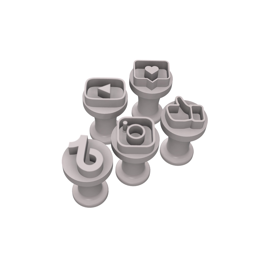 Kit Carimbos Brigadeiros Docinhos Molde Festa Confeitaria - INFLUENCER - SOCIAIS - CURTIR - 5pçs