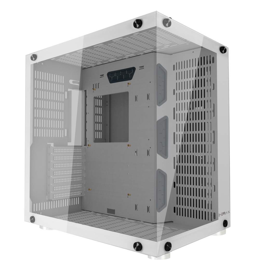 Gabinete Gamer Hyrax, Mid Tower, Lateral e Frontal Vidro Temperado, Branco - HGB700W
