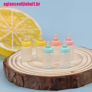 [agbr] 6Pcs 1 : 12 Dollhouse Miniaturas Leite Biberão Modelo Doll House