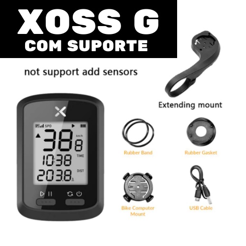 Xoss G Básico Ciclocomputador GPS Bluetooth Strava + Suporte Estendido
