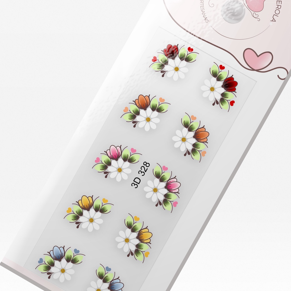 Adesivo 3D de Unhas-Margaridas com flores-3D 328 em Oferta na Shopee
