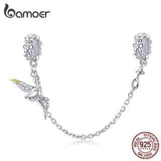 Bamoer 925 Prata Esterlina Elf Fada De Segurança Charme Com Pulseira De Silicone SCC1278
