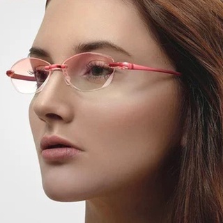 LINSON Óculos De Leitura Anti-luz Azul Para Mulheres Óculos Para Presbiopia Sem Aro Com Lente De Aumento Para Hipermetropia （100-400）
