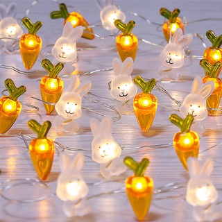 2M 20 Luzes De Páscoa Fada Em Forma De Cenoura De Coelhinho/Cobre A Bateria Cordas De Led À Prova D