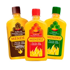 Kit Molhos de Pimenta Mendez 3 Unidades de 490ml Tradicional, Suave e Chipotle