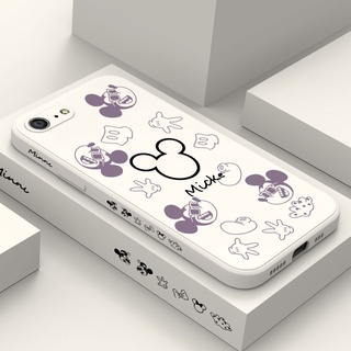 Capa De Silicone Líquido Estampada Lateral Feliz Mouse Para IPhone 8 7 Plus SE 2020 6 6S Plus