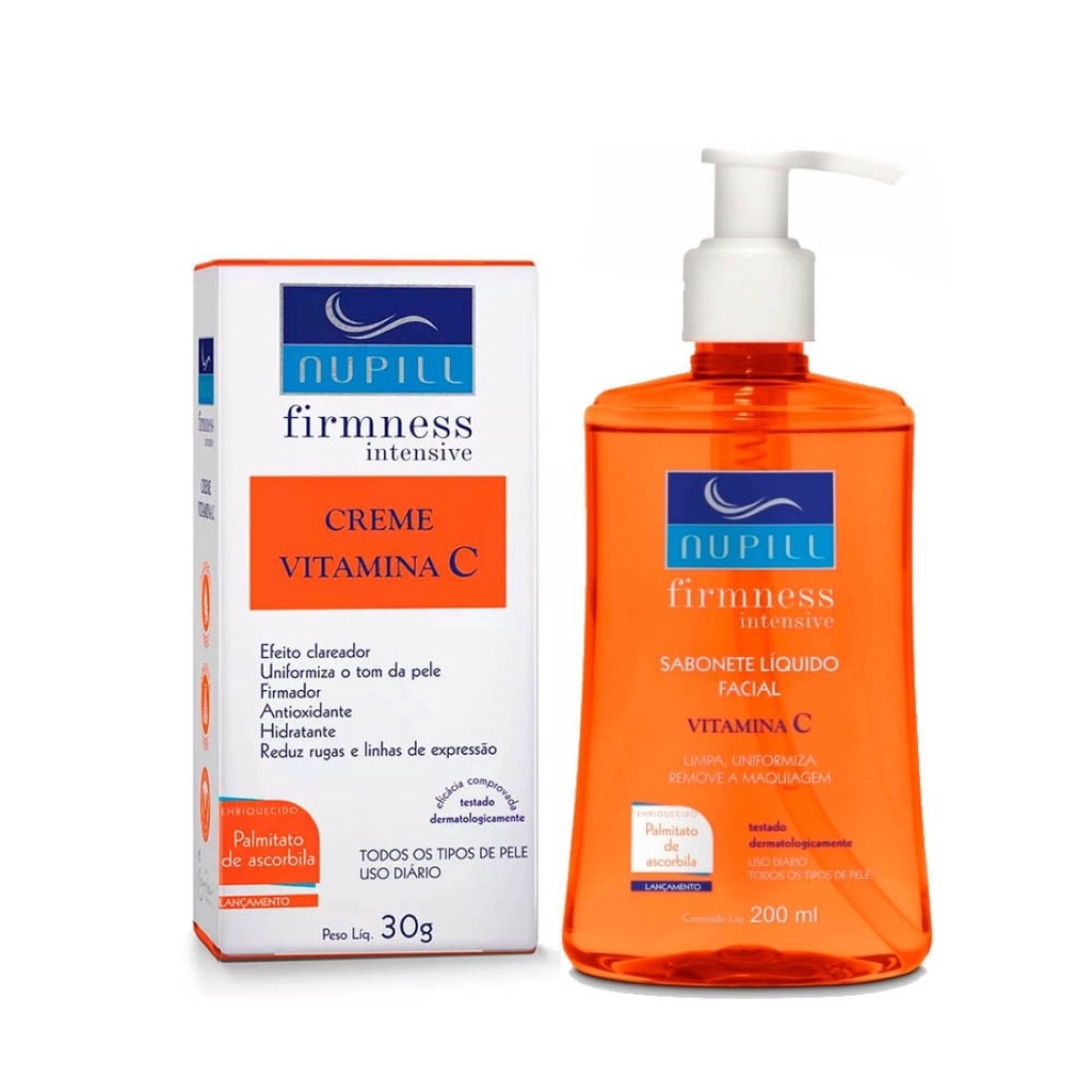 Kit Vitamina C Creme Firmness Intensive 30g Sabonete Líquido Facial 200ml - Nupill