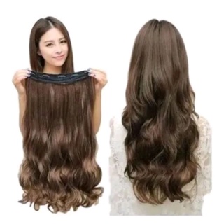 aplique tic tac castanho claro ondulado 70 cm em Oferta na Shopee