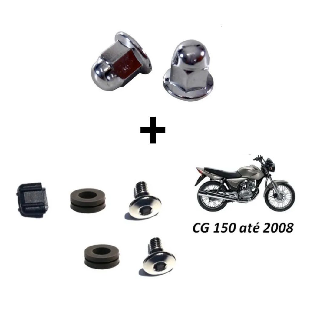 2 porca cega Titan 150 2004 a 2008 + parafuso + coxim protetor escape escapamento