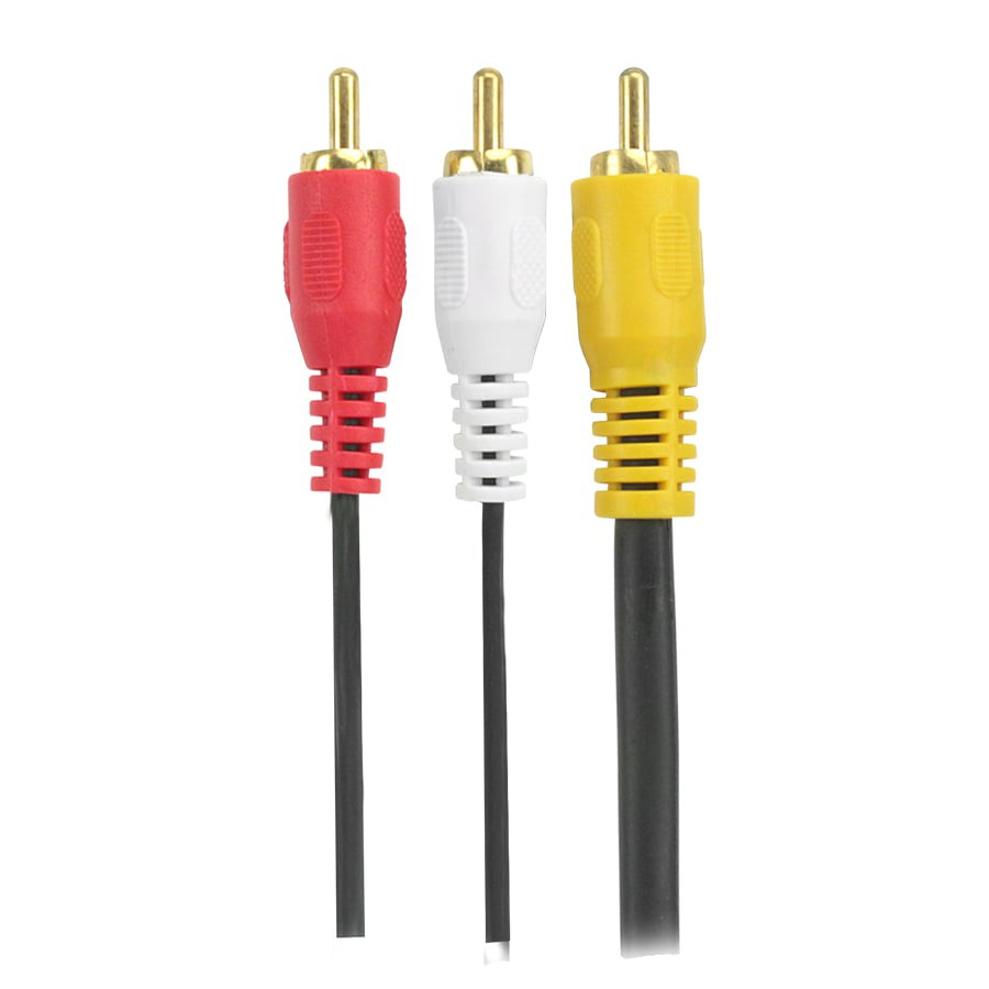 Cabo Video Composto RCA 3+3 Dourado. Amarelo Vermelho Branco. Tamanho: 1,5 Metros.