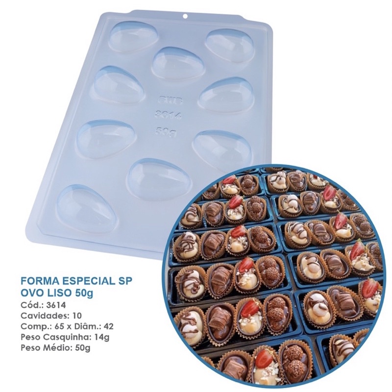 1~4 Forma Silicone Ovo Liso 50g Ref 3614 - SP 846 Linha Premium - BWB cod 3614 - Home & Living