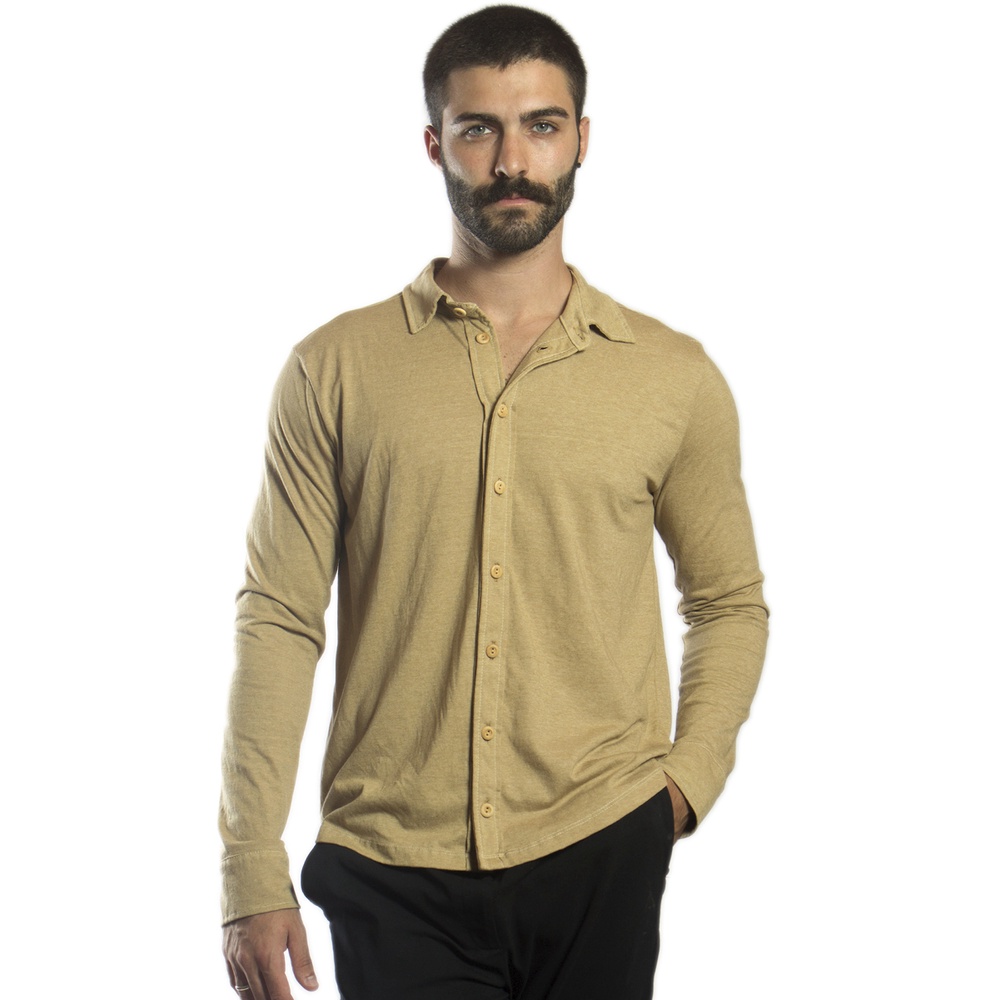 Camisa Manga Longa Masculina Modelaem Slim Homem Moderno Moda Sustentável