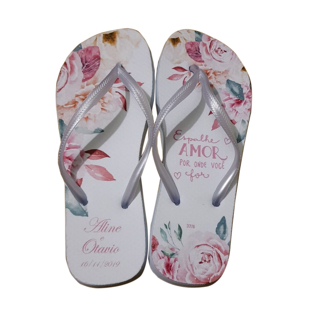 30 Pares Chinelos Personalizados Casamento/Aniversario em Oferta na Shopee