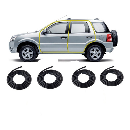 Kit Borrachas Vedação, Ecosport 2003 2004 2005 2006 4 Portas em Oferta na Shopee