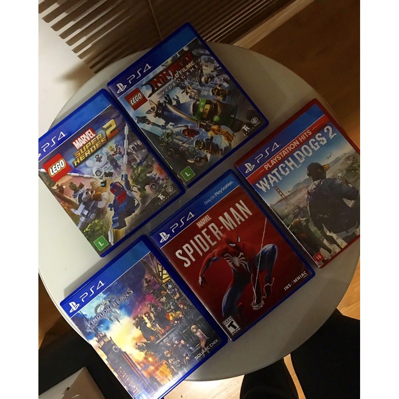 Jogo PS4 Originais Semi Novos Spider Man Watch Dogs 2 Kingdom Hearts 3 Lego NinjaGo Marvel Super Heroes