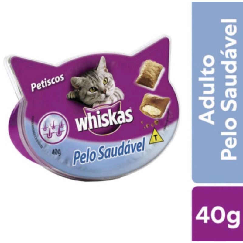 Petisco whiskas Temptations  pelo saudável gatos adultos 40gr