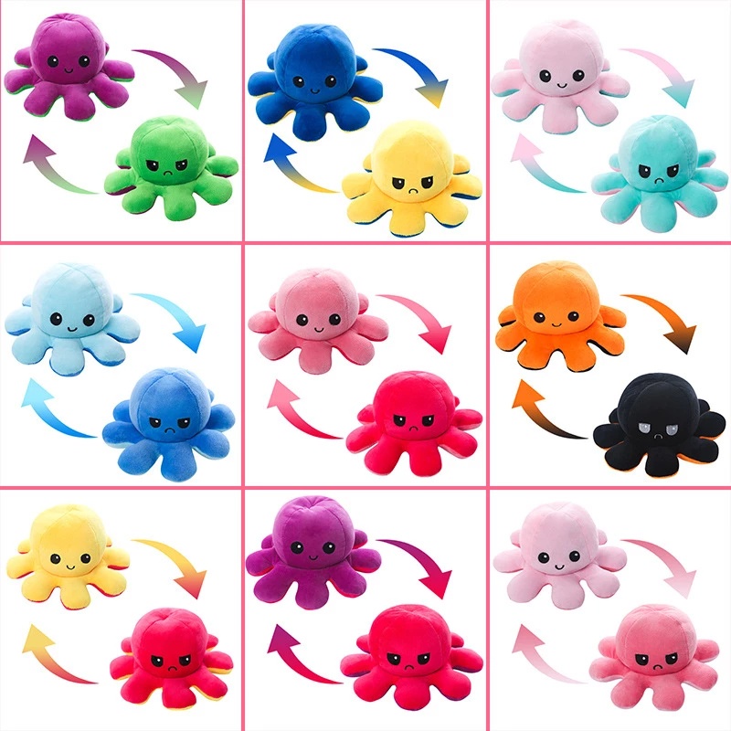 Crianças Tecido De Pelúcia Bonito Polvo Lula Boneca Brinquedos Dupla Face Reversível Flip Macio Brinquedo