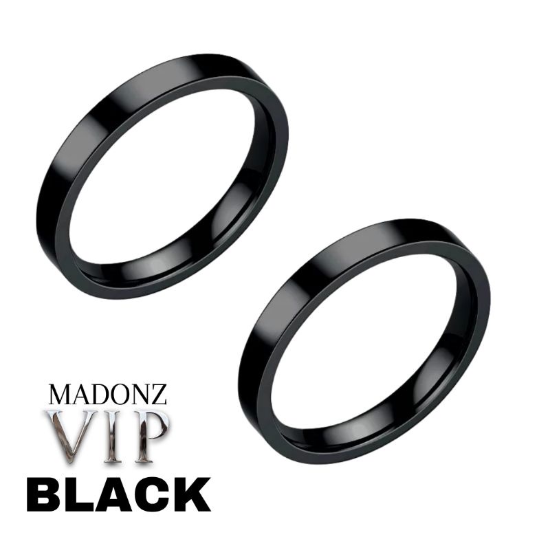 Par Aliança Preta Anel Tucum 4mm Reta Tungstênio com Banho Tratamento Carbono Black Original Madonz