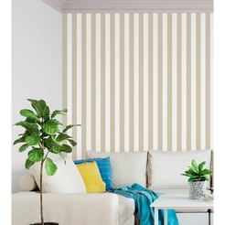 Papel de parede com listras bege e branco
