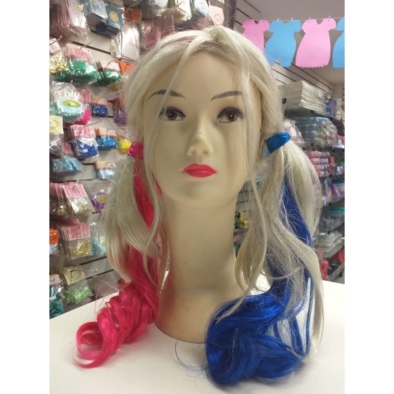 Peruca Para Fantasia Arlequina - Peruca Cosplay Harley Quinn - Halloween - Carnaval