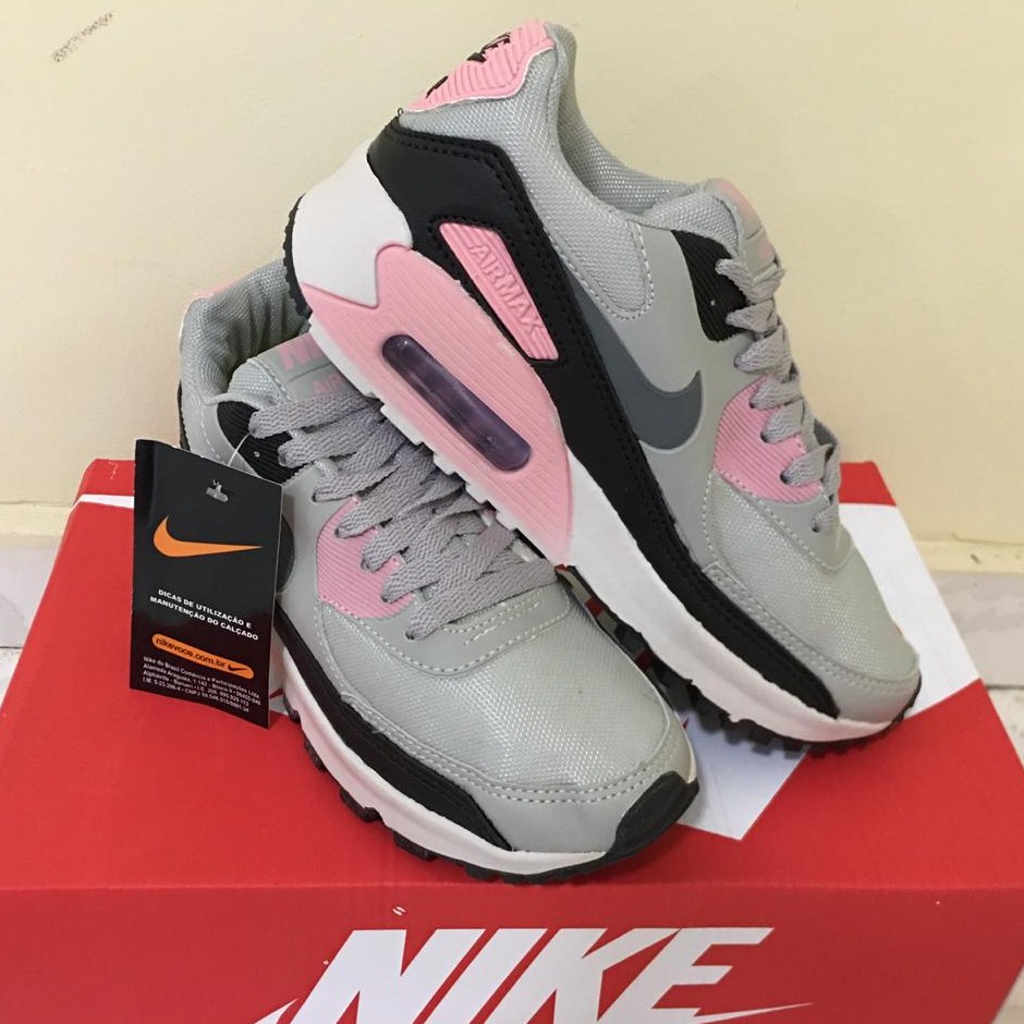 Nike air max 90 2025 feminino cinza e rosa