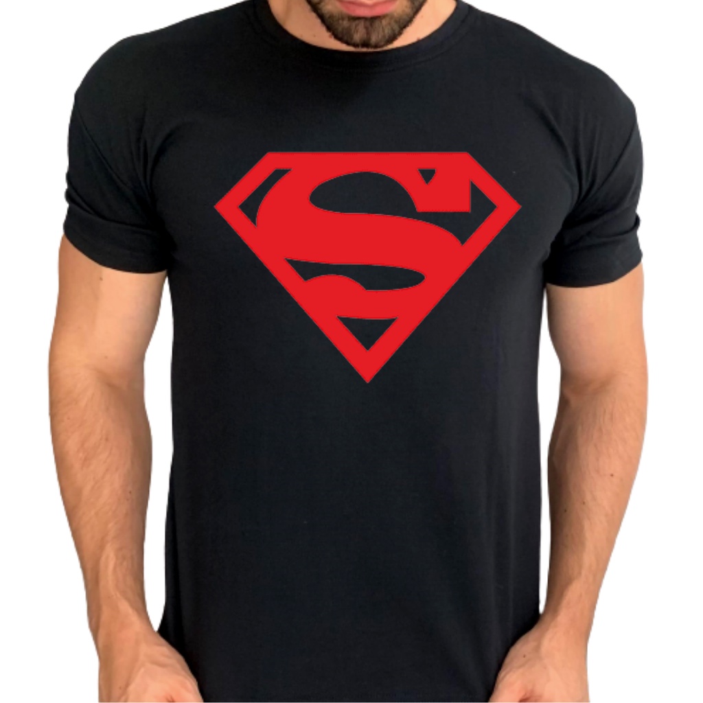 Camiseta Super Homem Estampada 100% Algodão Logo Vermelha