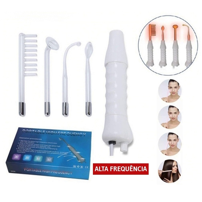 Aparelho Alta Frequência Portátil Bivolt C/ 4 Eletrodos