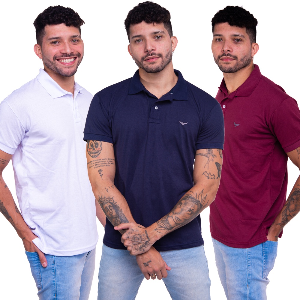 Camisa Polo Masculina Piquet de Algodão