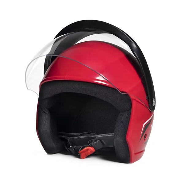 Capacete Aberto Taurus Wind Visor Vermelho Brilhante E Preto com viseira acoplada em Oferta na Shopee