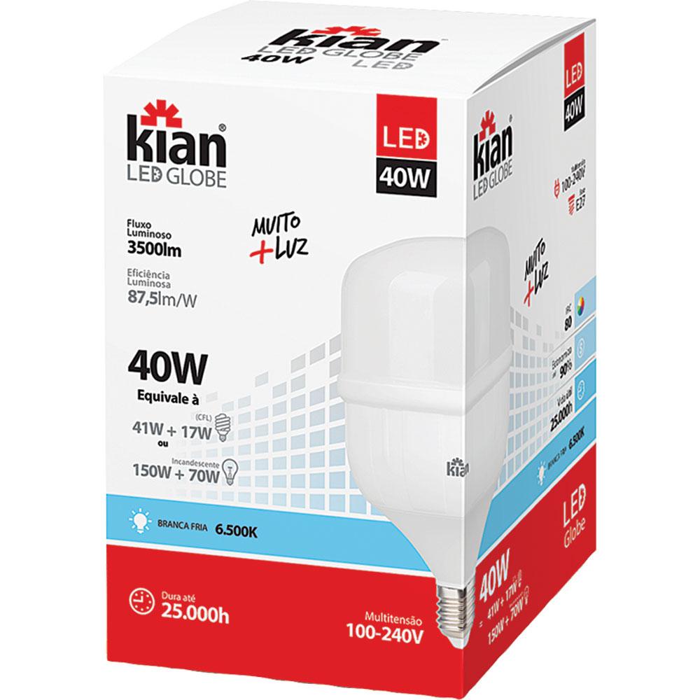 Detalhes do Lâmpada Led 40W Kian Globe Branca Bivolt