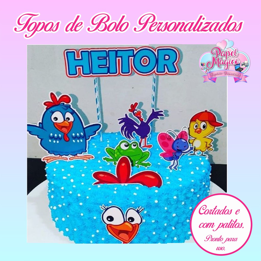 Topo De Bolo Galinha Pintadinha - Topper De Bolo Galinha Pintadinha - Decoração De Bolo Papel 230 G