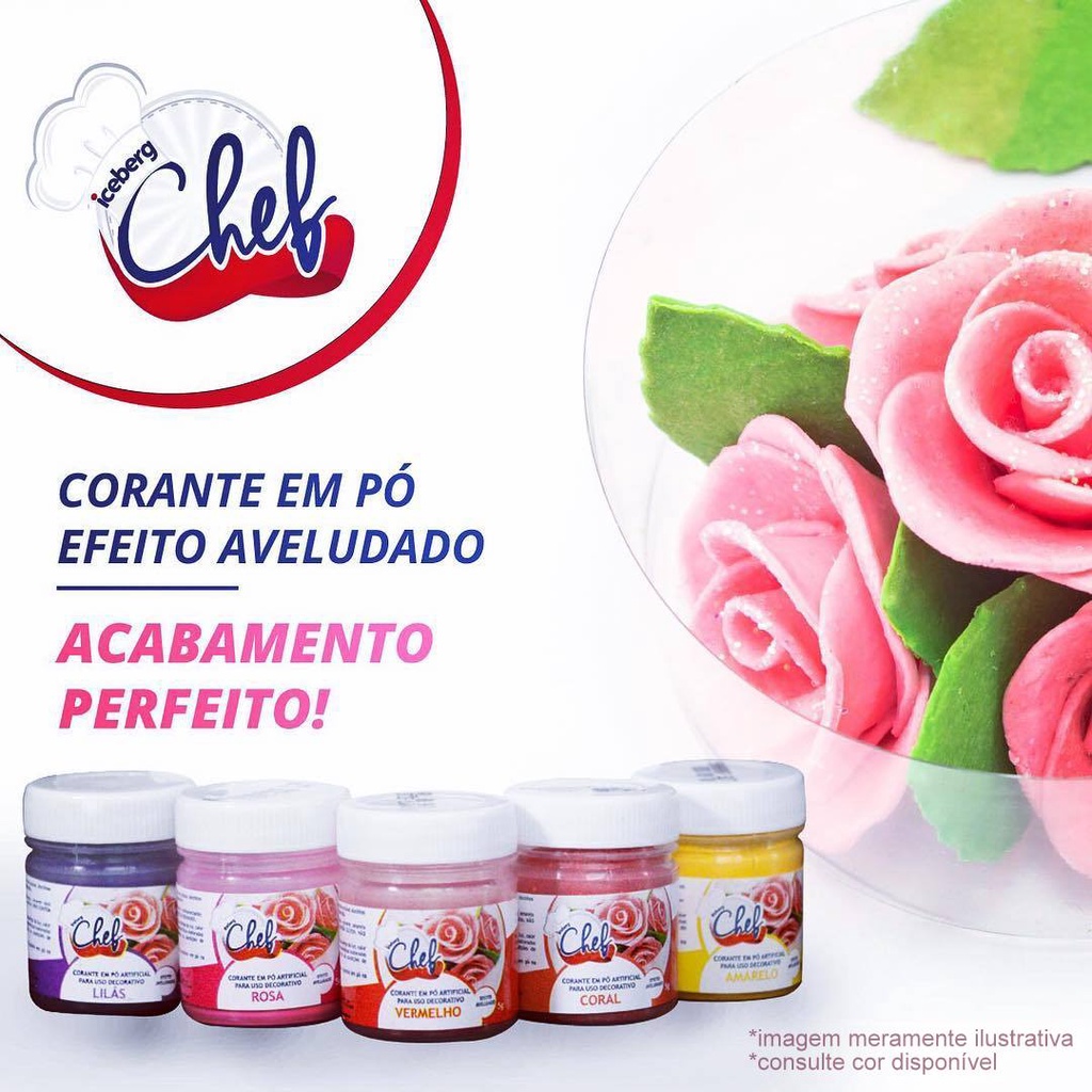Corante Em Pó Efeito Aveludado Iceberg chef 10 unidades em Oferta na Shopee