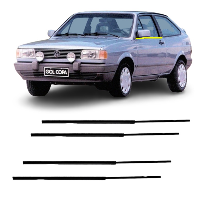 KIT 4 Borrachas Vidros Pestanas Externas e Internas Porta Gol GTI GTS Parati Saveiro Voyage G1 Quadrado 1988 1989 1990 1991 1992 1993 em Oferta na Shopee