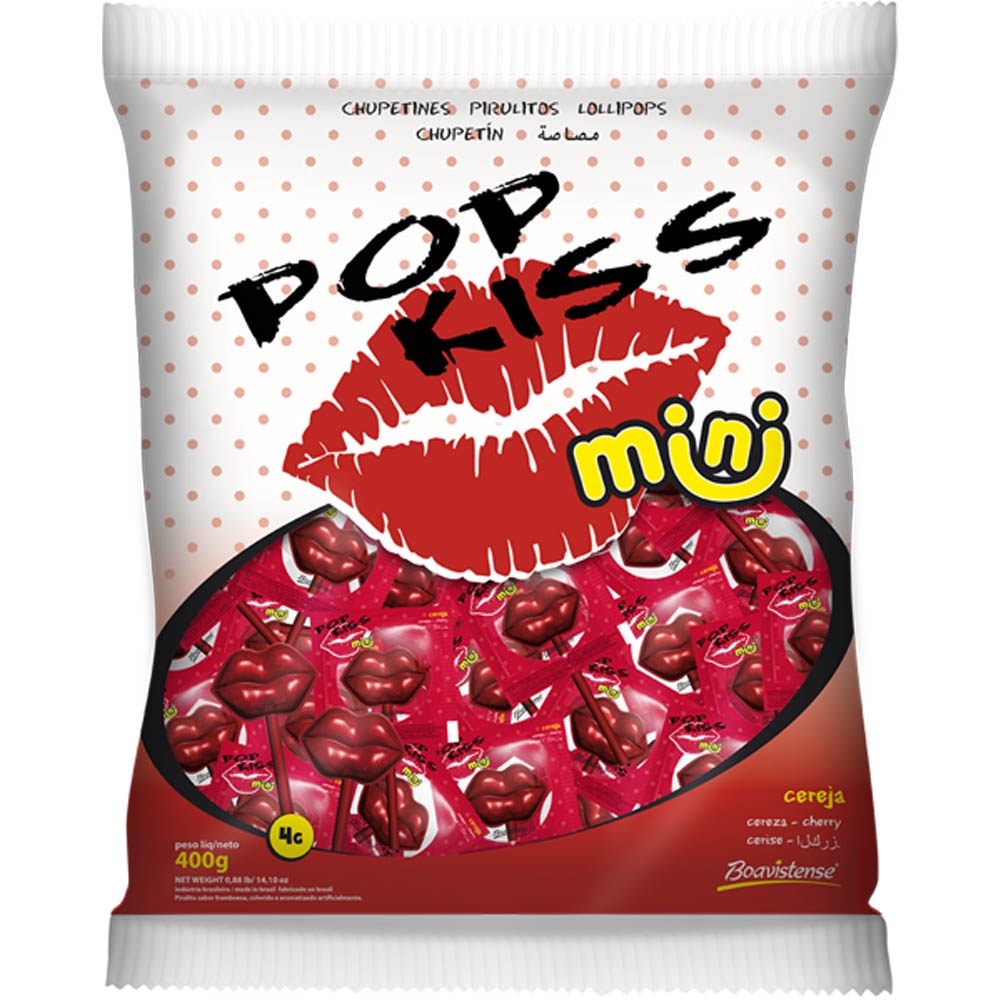 Pirulito Mini Pop Kiss Cereja 200g - Boavistense em Oferta na Shopee