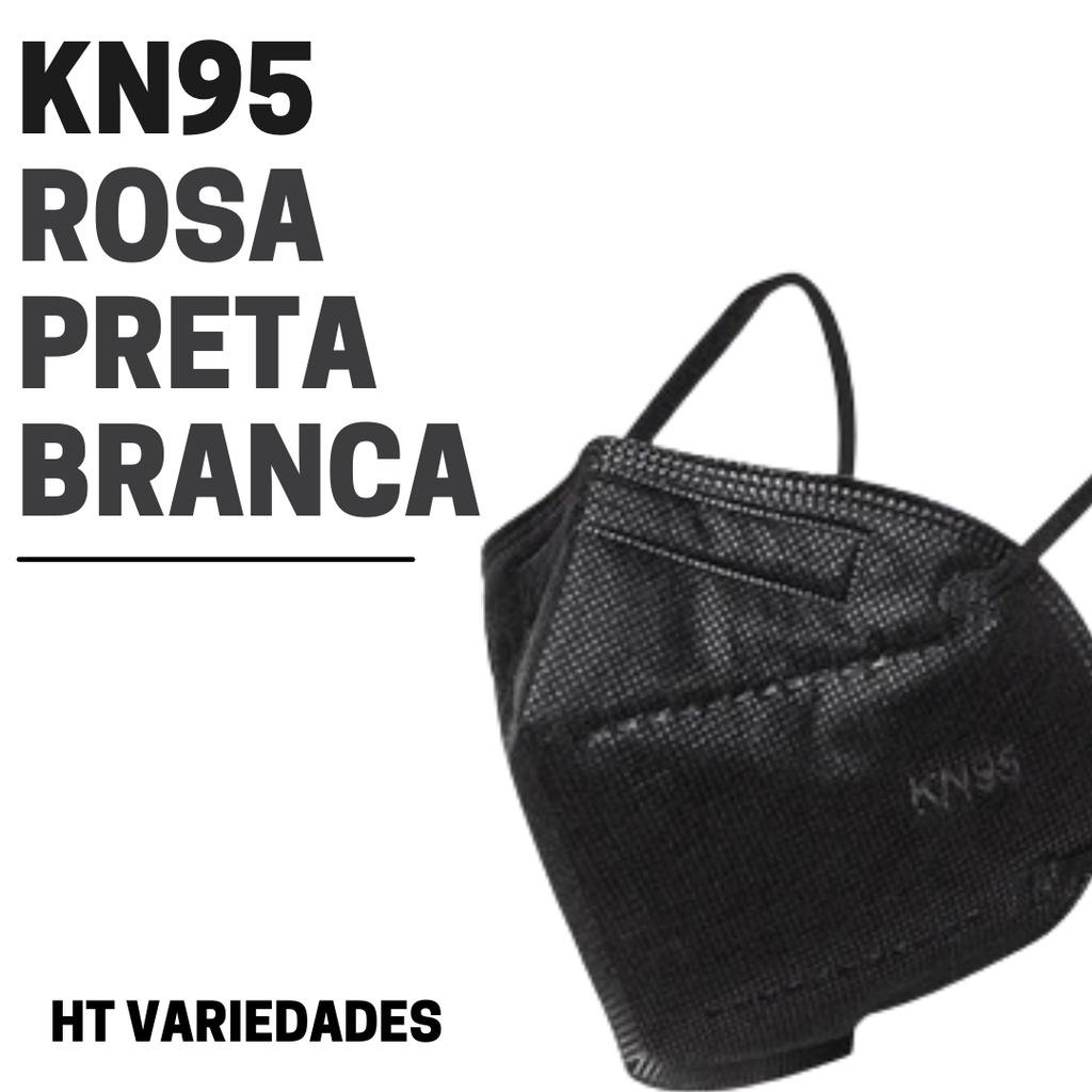 KIT 5 Máscaras KN95 ORIGINAL - Individualmente Embalada BRANCO/ROSA/PRETO NON MEDIC