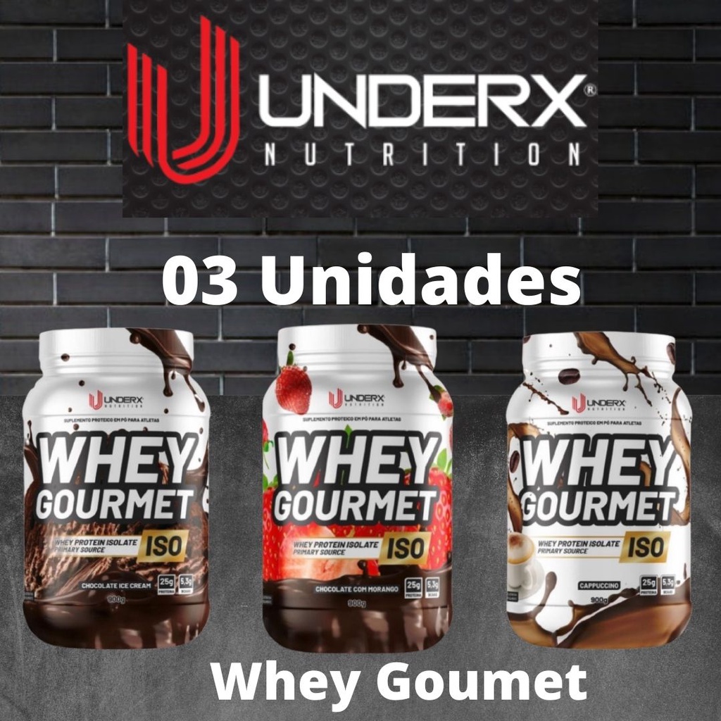 Kit Whey Protein Gourmet Isolado Underx 03 Unidades De 900 Grama 25