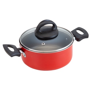 Caçarola Avulsa Antiaderente Com Tampa de Vidro N°24 4,1 Litros Vermelho