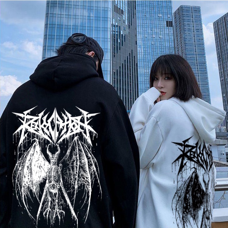 Printed Total F*cking Darkness Thick Velvet Hooded Harajuku Sweater SD01793