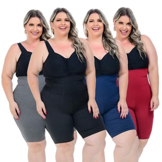 Short Modelador Bermuda Plus Size Cós Super Alto Em Suplex Academia Yoga Treino e Dia a dia