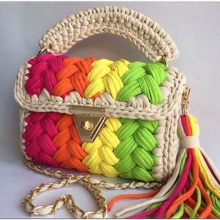 BOLSA FIOS DE MALHA EM CROCHÊ - EDIÇÃO DE LUXO MULTICOLOR