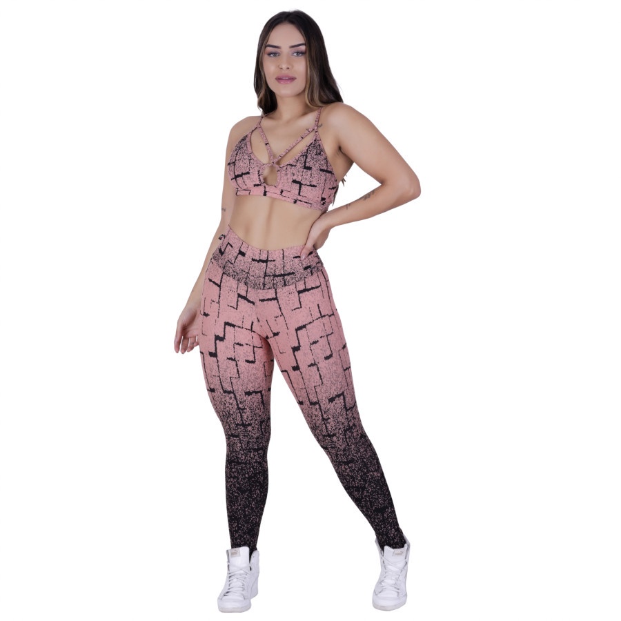 Calça Legging Fitness Feminina Degrade Cós Alto Poliamida Jacquard Zero Transparência Orbis
