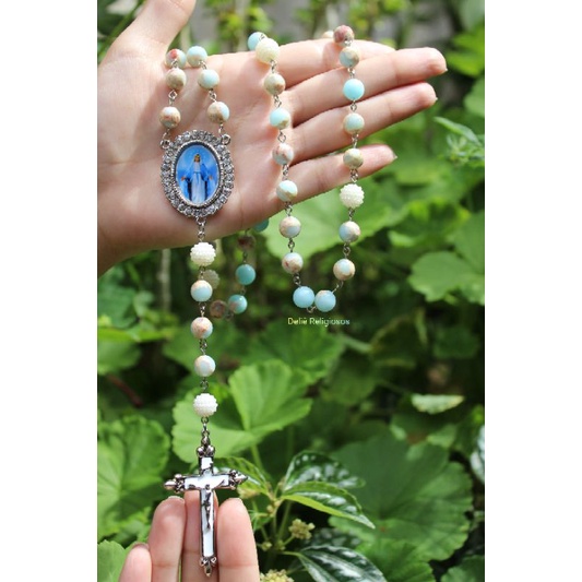TERÇO DE NOSSA SENHORA DAS GRAÇAS / TERÇO PERSONALIZADO / TERÇO COM PEDRAS NATURAIS
