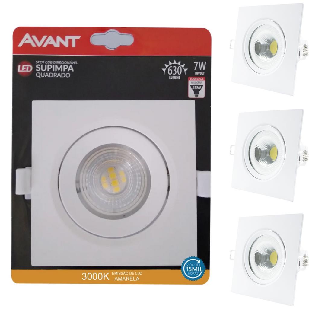 Kit 4 Spot Led Embutir 7w Quadrado 3000k Amarelo Avant Shopee Brasil