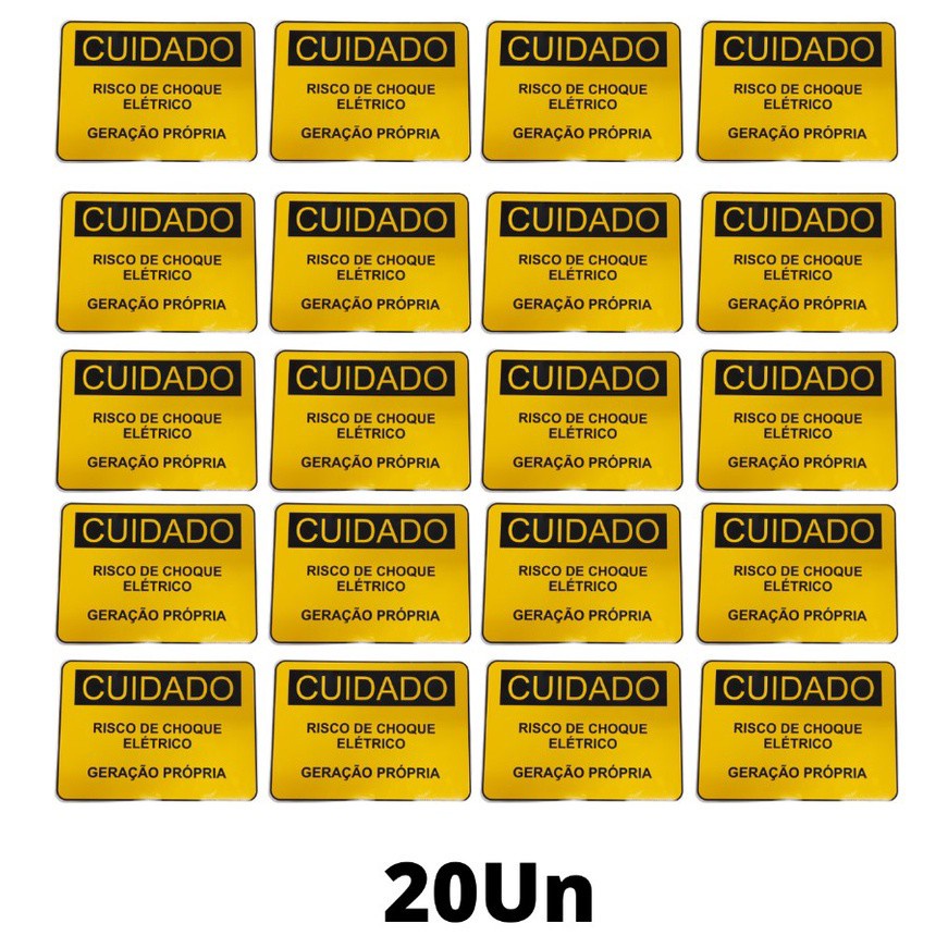 Placa Cuidado - Geração Própria - Padrão Energisa, Cemig, Enel Goias, Cemig, Celesc Eletrobras - Tam 25x18 CA - 20Un