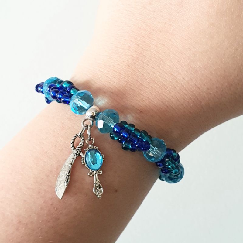 Pulseira de Ogum e Iemanjá Umbanda Candomblé Promoção Ogunhe Orixa Rainha do Mar Sereia