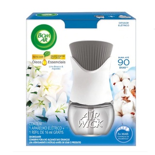 Difusor de Aromas Elétrico Bom Ar Lírio Branco & Algodão COMPLETO