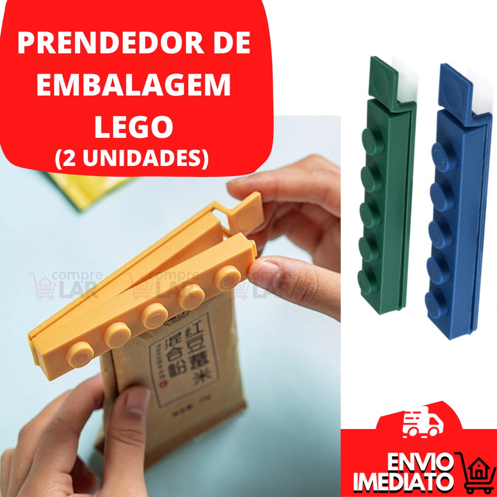 Kit Prendedor  Pregador Para Embalagem Fecha Veda Sacos Clipe Lacre Embalagens 2 Unidades Colorido Lego Selador