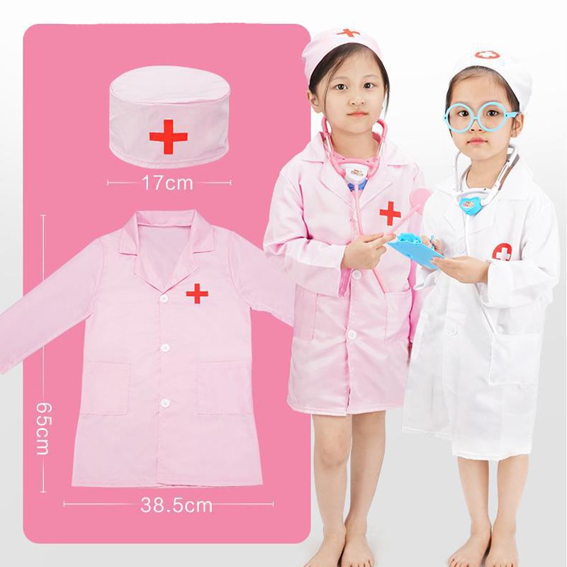 Crianças Uniformes Enfermeira Médico Halloween Surgeon Role Cosplay Partido Meninos Meninas Mangas Compridas Custume Estetoscópio Brinquedo Jogo Da Família