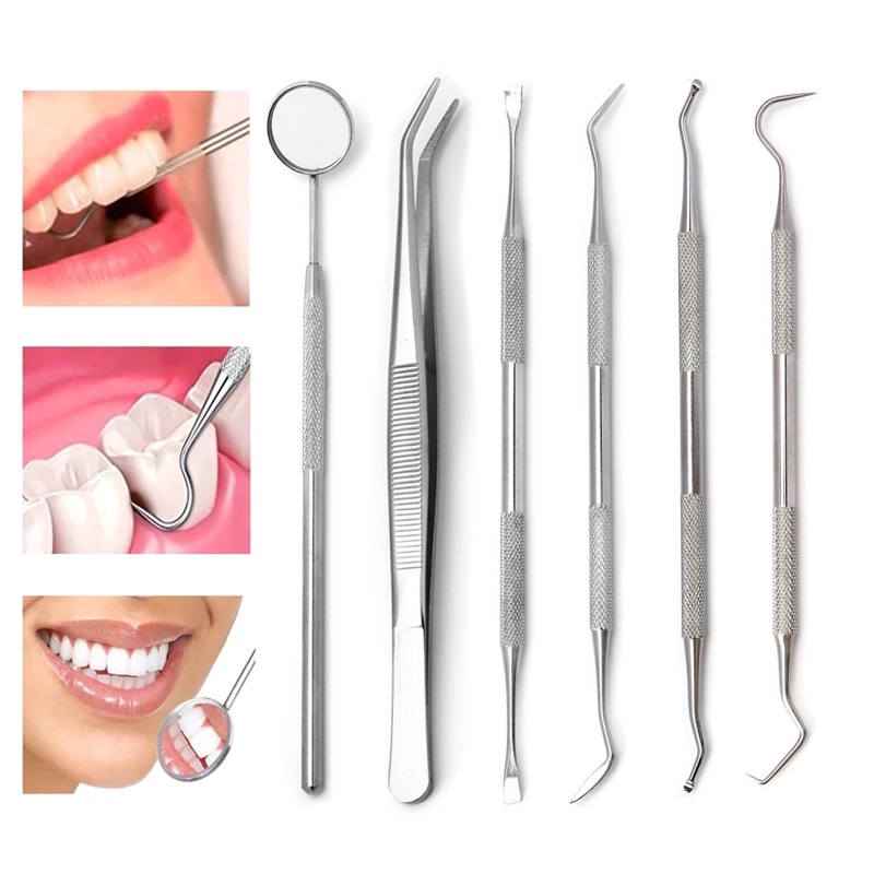 Aço Inoxidável Ferramentas De Dentista Limpo Dental Espelho Sonda Dupla Sickle/Hoe Dente Oral Ferramenta De Cuidados